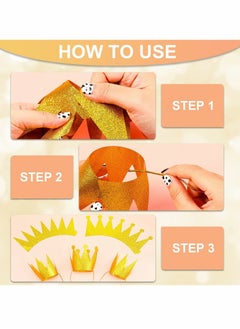Excefore Gold Star Wand Glitter Crowns Party Sets Include 6 Gold Star Fairy Wand and 6 Pieces Princess Prince Party Crowns Hats Birthday Decorations  Party Role Play Dress-Up Photo Prop  - Image 2