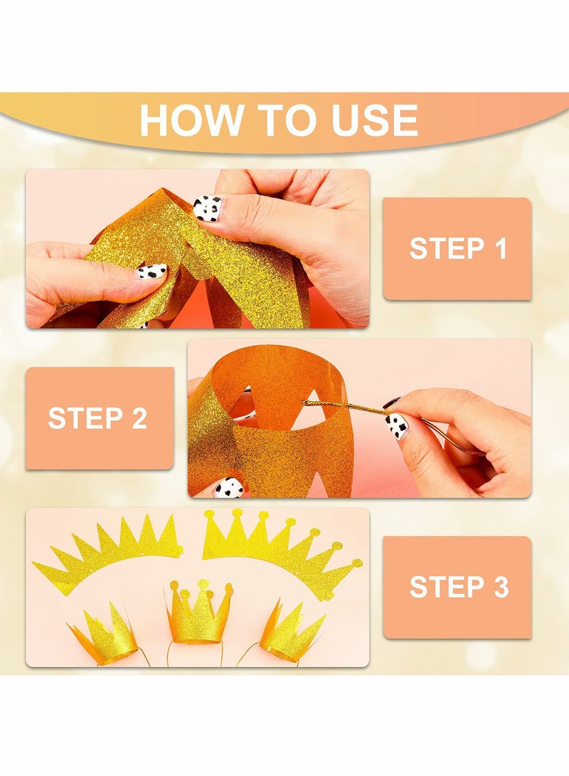 Excefore Gold Star Wand Glitter Crowns Party Sets Include 6 Gold Star Fairy Wand and 6 Pieces Princess Prince Party Crowns Hats Birthday Decorations  Party Role Play Dress-Up Photo Prop - Image 2