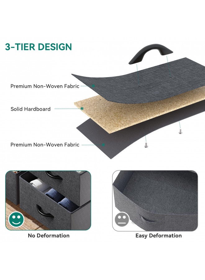 YITAHOME Fabric Dresser with 7 Drawers - Storage Tower with Large Capacity, Organizer Unit for Living Room - Sturdy Steel Frame, Easy Pull Fabric Bins & Wooden Top (Black/Grey) - Image 5