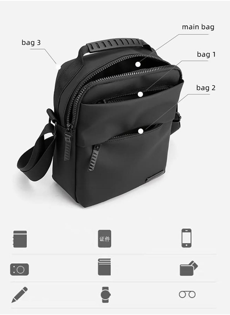 Generic Sling Crossbody Bag Small Shoulder Backpack for Men Chest Bags Casual Daypack for Business Travel Cycling (Black)  - Image 3