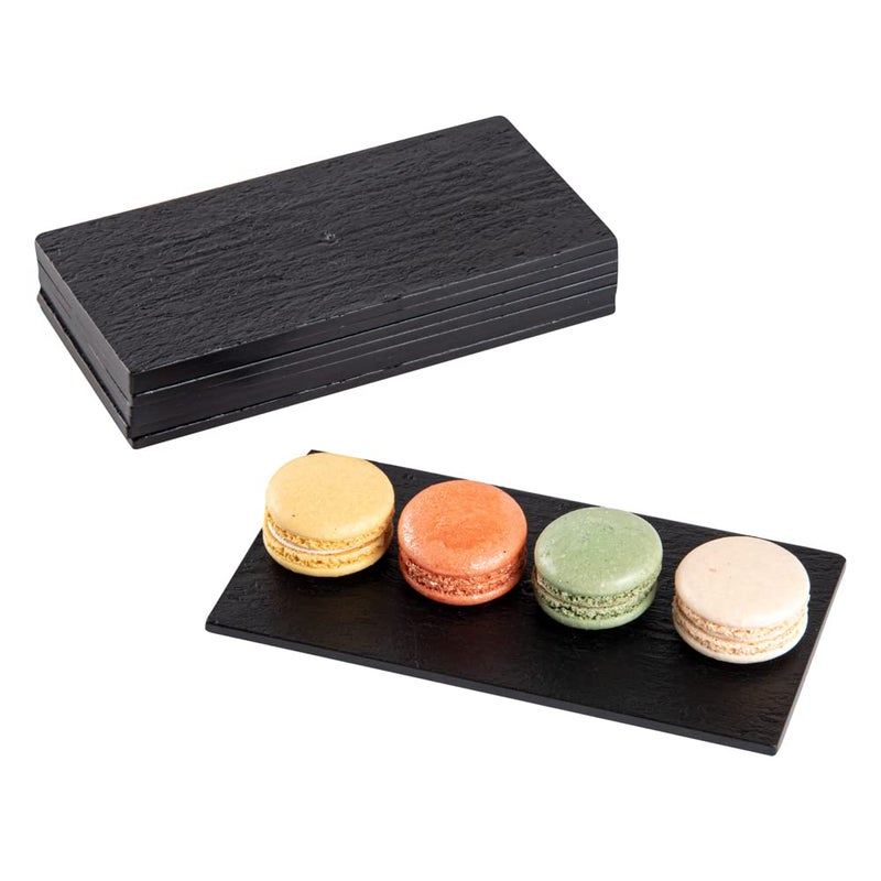 Restaurantware Restaurantware 7 x 3.5 Inch Serving Plates 100 Rectangle Charcuterie Boards - Premium Mimics The Look Of Slate Black Plastic Serving Platters Serve Appetizers Or Desserts For All Occasions  - Image 1