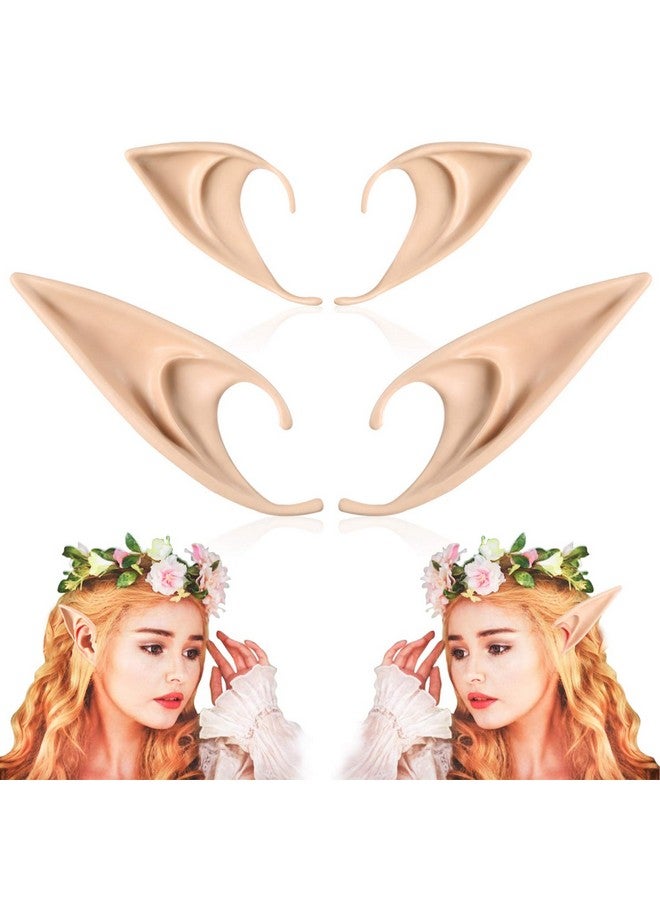 FRESHME Fairy Pixie Elf Ears - Medium and Long Style Cosplay Soft Pointed Ears Renaissance Party Christmas Halloween Costume Makeup Costume Accessories Elven Masquerade Vampire (2 Pairs) - Image 1