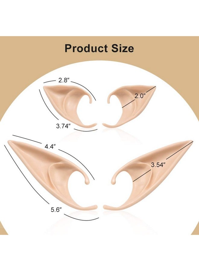 FRESHME Fairy Pixie Elf Ears - Medium and Long Style Cosplay Soft Pointed Ears Renaissance Party Christmas Halloween Costume Makeup Costume Accessories Elven Masquerade Vampire (2 Pairs) - Image 2