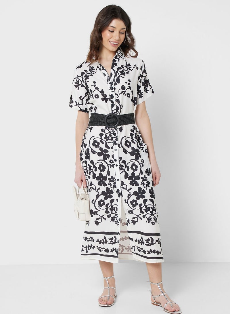 ELLA Floral Print Shirt Dress  - Image 1