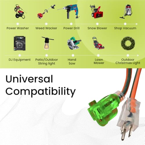 Power By GoGreen Go Green Power Inc. 16/3 25ft Outdoor Extension Cord with Lighted End - Contractor Grade, Durable, and Moisture Resistant - Ideal for Heavy Duty Tools - GG-13725 - Image 4