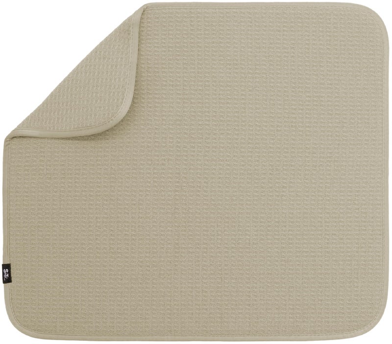 S&T INC. Dish Drying Mat, 16” x 18”, Absorbent Microfiber Kitchen Counter Mat, Dish Drying Pad for Dishes, Utensils, Pots and Pans, Large, Pure Cashmere - Image 1