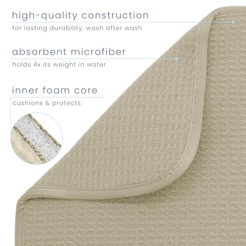 S&T INC. Dish Drying Mat, 16” x 18”, Absorbent Microfiber Kitchen Counter Mat, Dish Drying Pad for Dishes, Utensils, Pots and Pans, Large, Pure Cashmere - Image 3