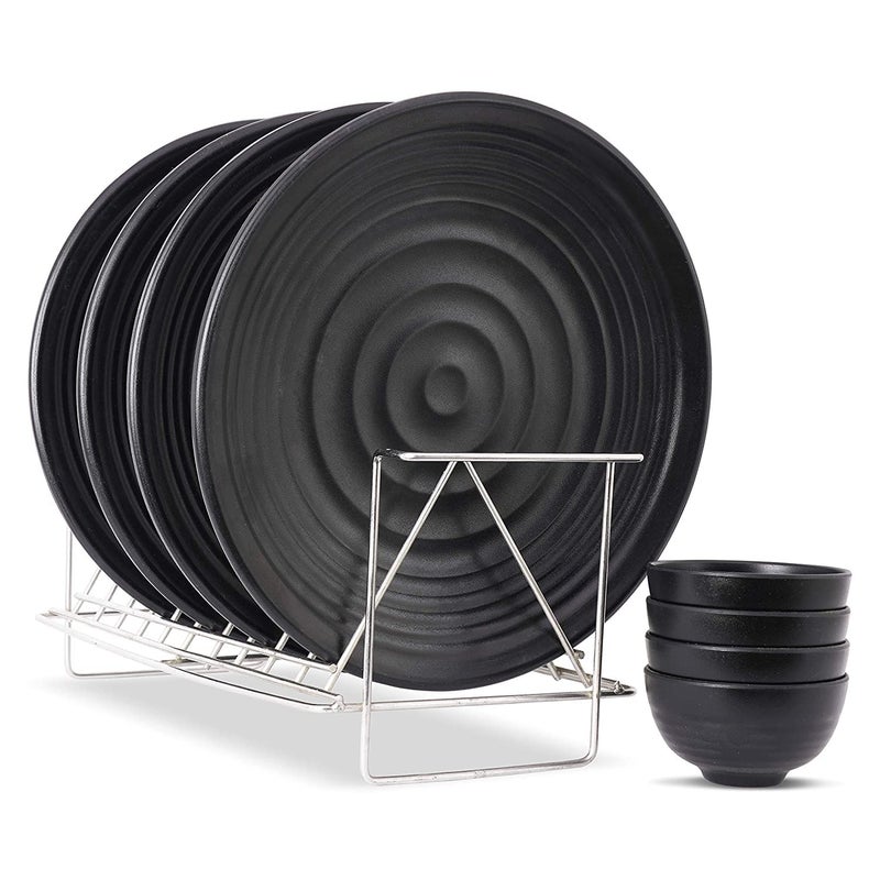 URMILA PLASTIC Premium Range of Matte Black Melamine Dinner Set Melamine Piece 6 - Image 2