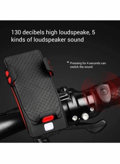 Y&D Bike Lights with Phone Holder, LED headlight Rechargeable USB bicycle bracket horn 4 in 1 Bicycle Front Light  - Image 4
