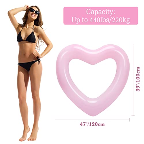 HeySplash Pool Floats Adult Size Heart Inflatable Pool Floatie for Bachelorette Party Swim Tube Rings River Lake Beach Floaty Wedding Bride Valentine Decor Fun Toy Raft Lounge Pink - Image 5