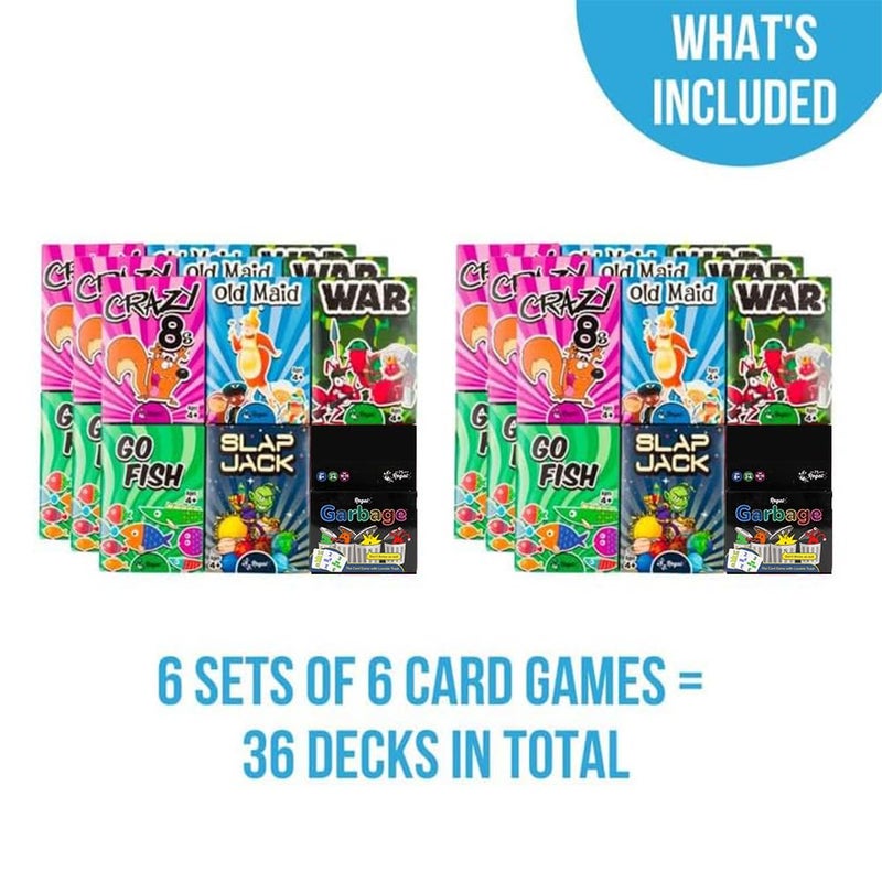 Regal Games Card Games for Kids - Go Fish, Crazy 8's, Old Maid, Slap Jack, Garbage Monsters, War - Simple & Fun Classic Family Table Game Sets (6 x 6) - Image 4