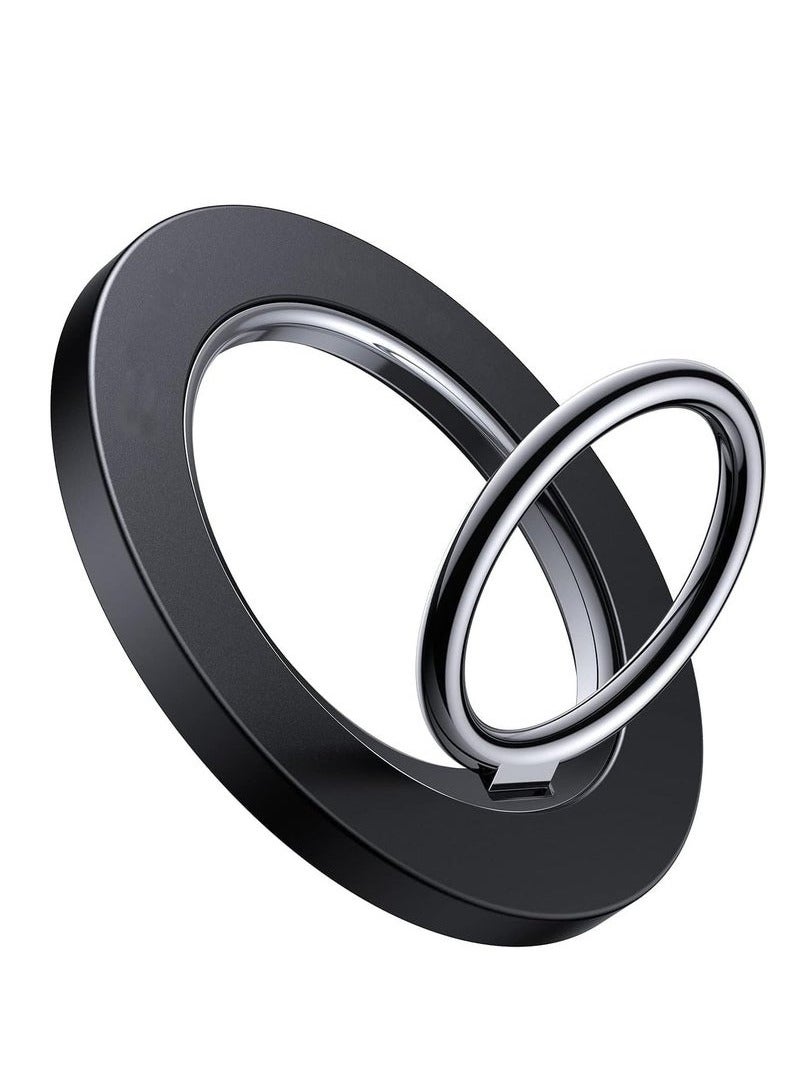 360 Rotating Magnetic Phone Ring Holder Compatible Grip for All Phones Black - Image 1