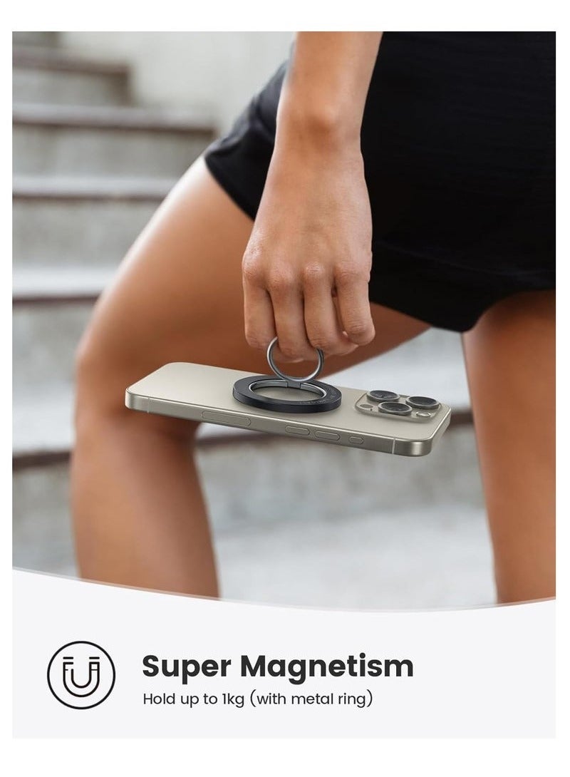 360 Rotating Magnetic Phone Ring Holder Compatible Grip for All Phones Black - Image 5