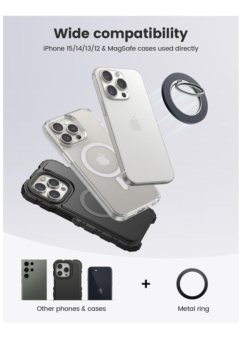 360 Rotating Magnetic Phone Ring Holder Compatible Grip for All Phones Black - Image 2