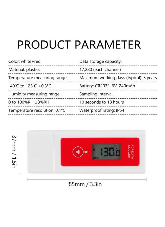 NIBEMINENT - PDF Data Logger White/Red 12x3.5x9.2cm - Image 1