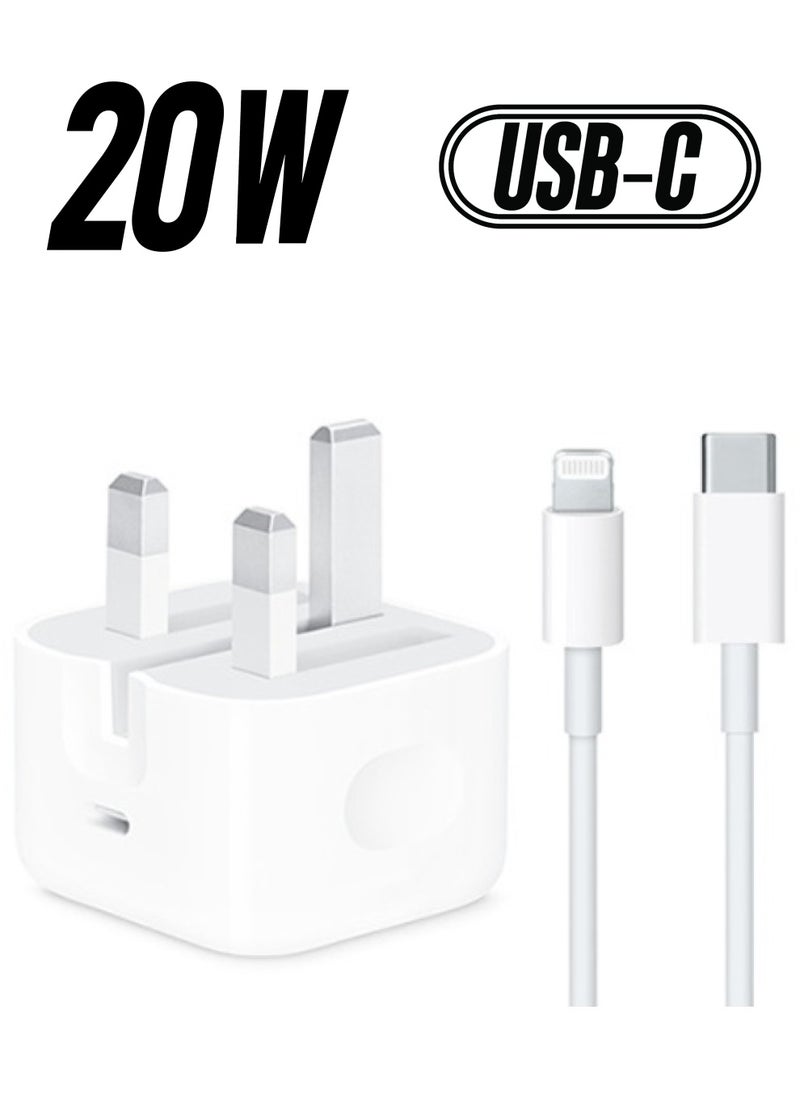 SHOPI - 20W Fast Charging Wall Adapter Compatible with Apple iPhone 12 Pro Max/11 Pro Max/SE, iPad, and More - Image 1