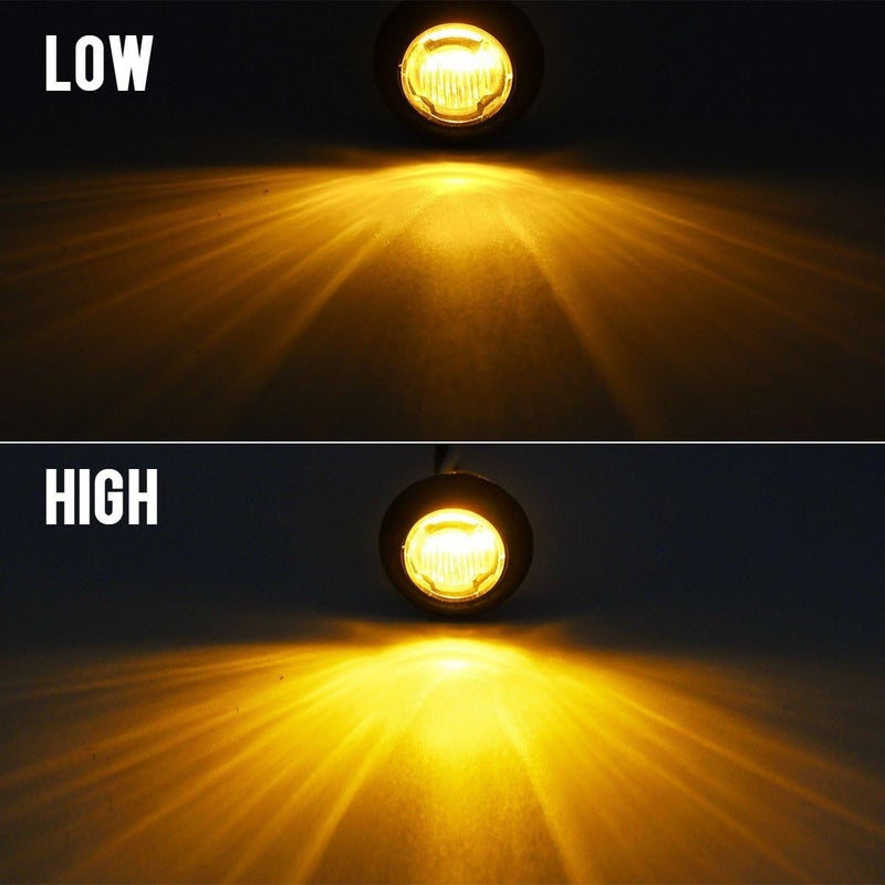 Partsam 10 Pcs 3/4 Inch Amber Round LED Lights, DOT Certified Turn Signal/Running/Clearance & Side Lights - 3SMD LED Dual Brightness (High/Low) for Truck trailer RV etc. - Image 2