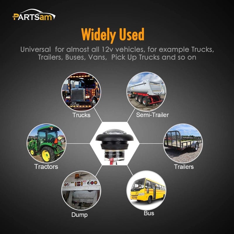 Partsam 10 Pcs 3/4 Inch Amber Round LED Lights, DOT Certified Turn Signal/Running/Clearance & Side Lights - 3SMD LED Dual Brightness (High/Low) for Truck trailer RV etc. - Image 5