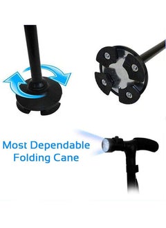 Generic Folding Walking Cane with Night Light and Quad Base - Dorra JL9274L  - Image 2