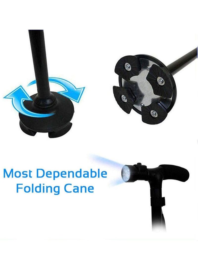 Generic - Folding Walking Cane with Night Light and Quad Base - Dorra JL9274L - Image 1