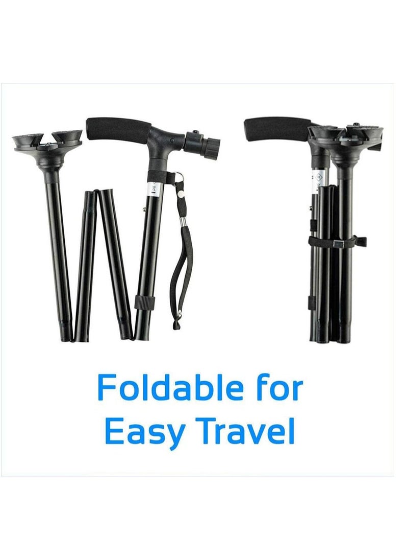 Generic - Folding Walking Cane with Night Light and Quad Base - Dorra JL9274L - Image 1
