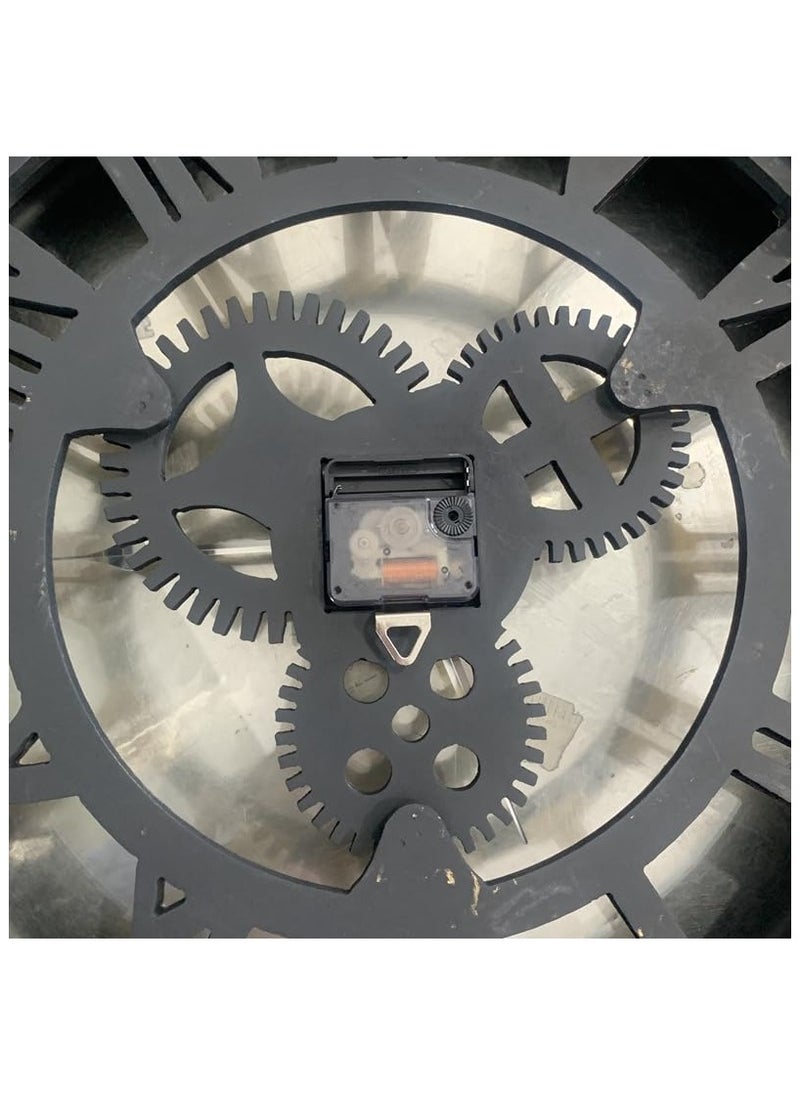 AWD - End Table, Creative Round Clock Coffee Table with Tempered Glass Top, Multifunctional Sofa Side Table with Roman Numeral Gear Clock Design. - Image 1