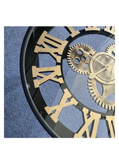 AWD End Table, Creative Round Clock Coffee Table with Tempered Glass Top, Multifunctional Sofa Side Table with Roman Numeral Gear Clock Design.  - Image 5