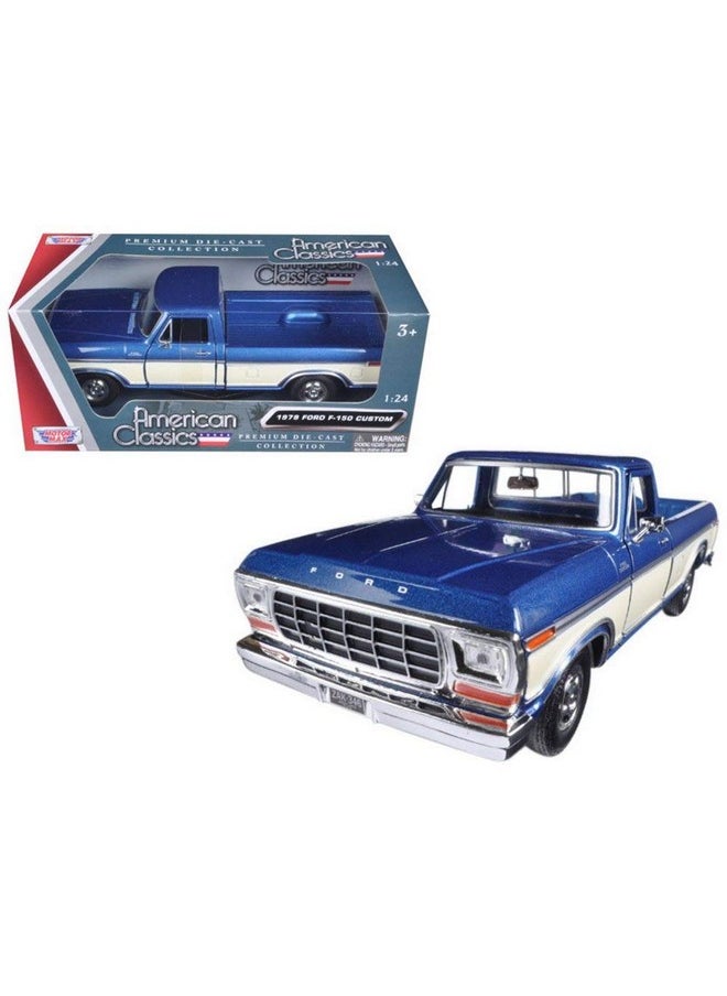 MOTORMAX - 1979 Ford F-150 Pickup Truck 2 Tone, Blue With Cream 79346Ac-Blcrm - 1/24 Scale Diecast Model Toy Car - Image 1