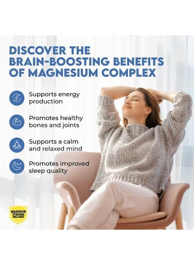 Warrior Strong Wellness Magnesium Complex -Triple Blend 100% Chelated Mag Supplement-Magtein Magnesium L-Threonate for Memory & Brain Health -Glycinate, Sleep Well-Taurate- Relaxation - Image 4