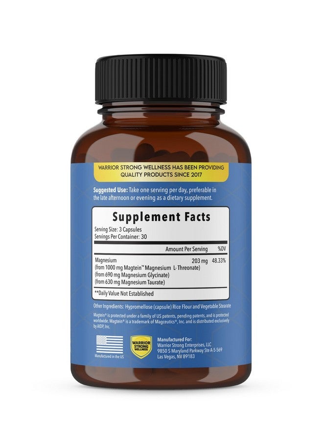 Warrior Strong Wellness Magnesium Complex -Triple Blend 100% Chelated Mag Supplement-Magtein Magnesium L-Threonate for Memory & Brain Health -Glycinate, Sleep Well-Taurate- Relaxation - Image 2
