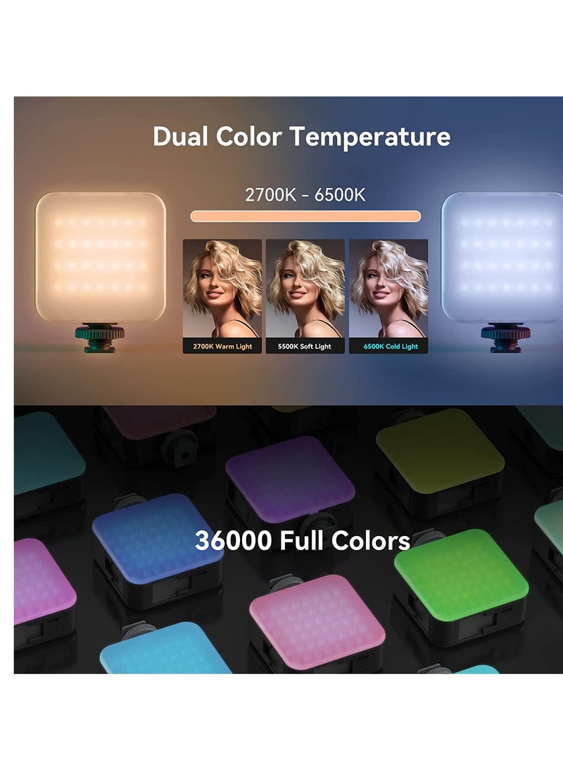 SYOSI RGB Video Light, Camera LED Light, 96 LED Beads for Photographic Video Lighting, 2500mAh Rechargeable On-Camera Video Light Panel 2700K - 6500K, Portable Full Color Camera Light  - Image 4