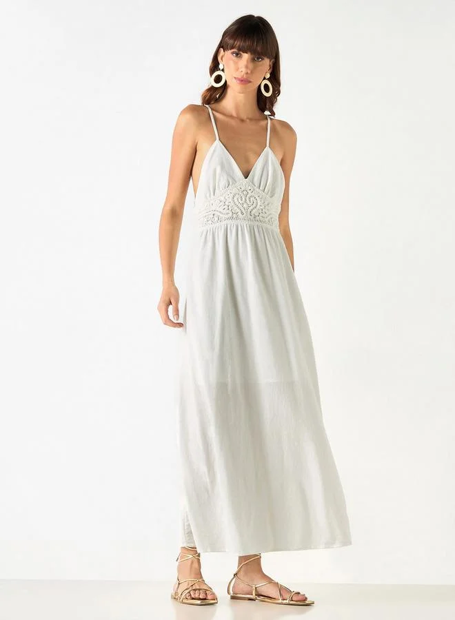 2Xtremz 2Xtremz Lace Detail Sleeveless Dress with V-neck and Racerback