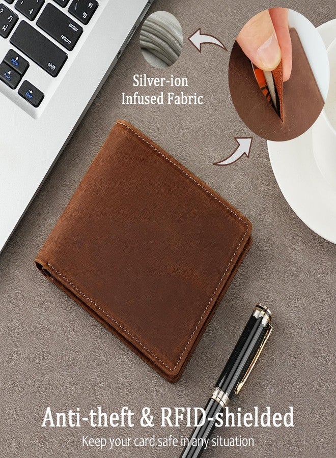 LnxLtw Slim RFID Blocking Wallet for Men, Bifold Front Pocket Design with 6 Card Slots, 2 Cash Pockets & ID Window with Gift Box (Brown) - Image 3