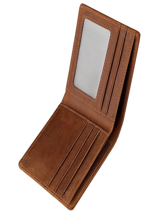 LnxLtw Slim RFID Blocking Wallet for Men, Bifold Front Pocket Design with 6 Card Slots, 2 Cash Pockets & ID Window with Gift Box (Brown) - Image 1