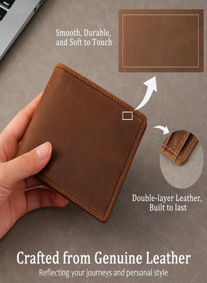 LnxLtw Slim RFID Blocking Wallet for Men, Bifold Front Pocket Design with 6 Card Slots, 2 Cash Pockets & ID Window with Gift Box (Brown) - Image 5