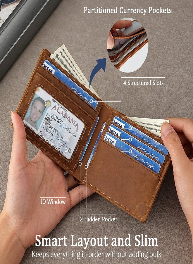 LnxLtw Slim RFID Blocking Wallet for Men, Bifold Front Pocket Design with 6 Card Slots, 2 Cash Pockets & ID Window with Gift Box (Brown) - Image 4