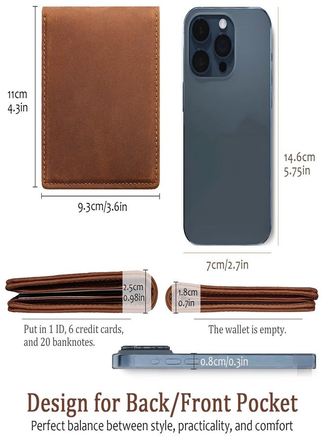LnxLtw Slim RFID Blocking Wallet for Men, Bifold Front Pocket Design with 6 Card Slots, 2 Cash Pockets & ID Window with Gift Box (Brown) - Image 2