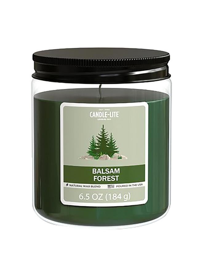 CANDLE-LITE Natural Wax Blend Highly Fragranced Balsam Forest Scented Jar Candle with Top Lid Dark Green 6.5oz 4603525
