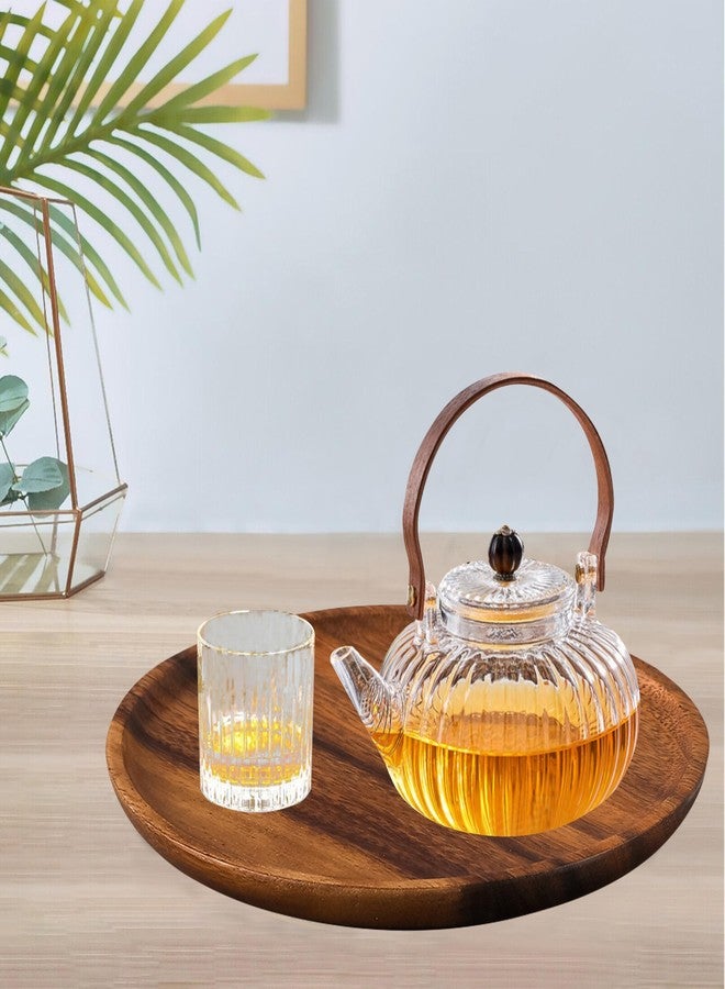 SOFE Walnut Wooden Serving Tray - Round Serving Platter 10"- Appetizer Charcuterie Board - Wood Tray for Kitchen Counter Bathroom - Tea Coffee Table Trays Decor - Candle Trays Home Decor - Image 5