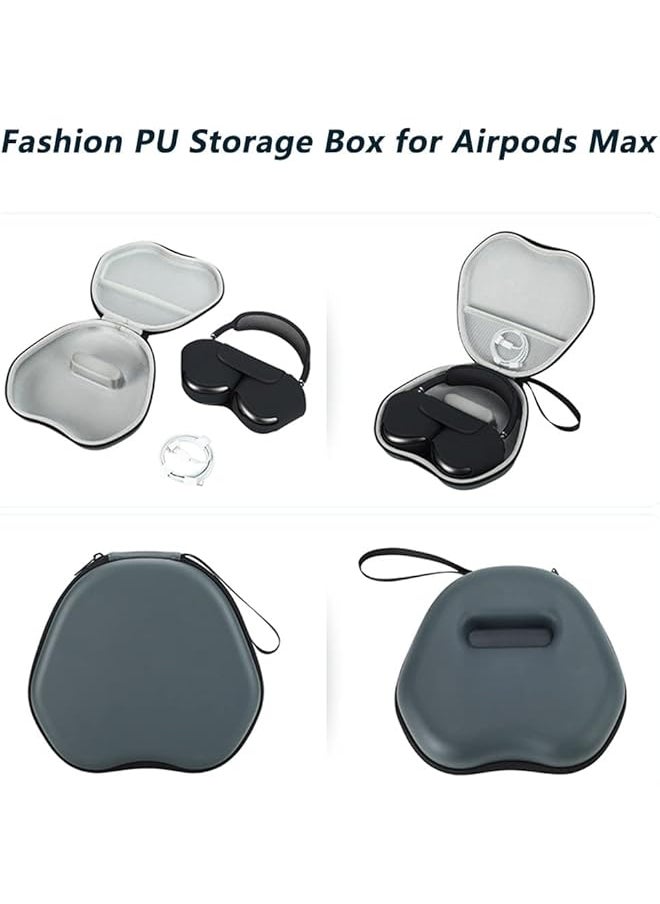 erorex - Hard Case For Airpods Max Headphones Carrying Case Storage Travel Case Fashion Pu Case Wireless Headphones Eva Storage Case Protective Case Cover Gray - Image 1