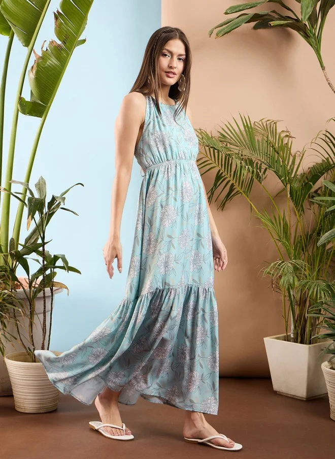 SASSAFRAS Floral Printed Maxi Dress for Women