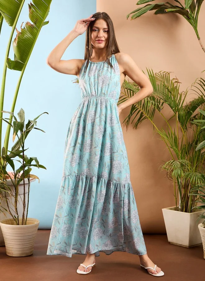 SASSAFRAS Floral Printed Maxi Dress for Women