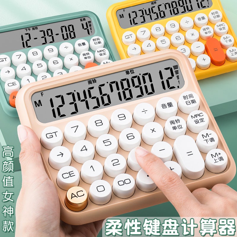 Flexible Keyboard College Student Calculator Office With 12 Ins Goddess Mechanical Voice High Color Value Business Use - Image 2