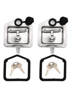 SYOSI 2Pcs Truck Tool Box Latch, T-Handle Latch Stainless Lock Replacement Handle for ToolBox with 4 Keys Truck Door Flush Latch with Gasket