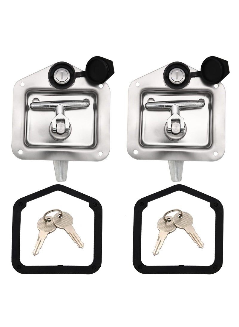 SYOSI - SYOSI 2Pcs Truck Tool Box Latch, T-Handle Latch Stainless Lock Replacement Handle for ToolBox with 4 Keys Truck Door Flush Latch with Gasket - Image 1