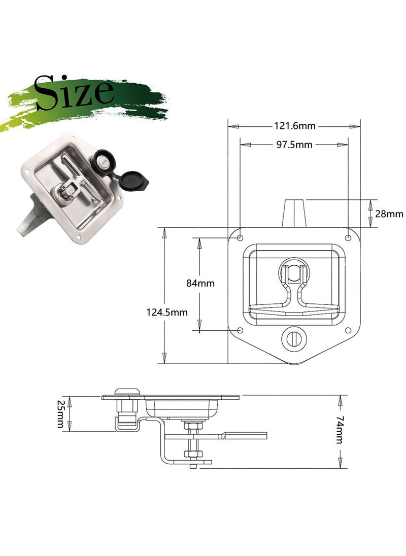 SYOSI - SYOSI 2Pcs Truck Tool Box Latch, T-Handle Latch Stainless Lock Replacement Handle for ToolBox with 4 Keys Truck Door Flush Latch with Gasket - Image 1