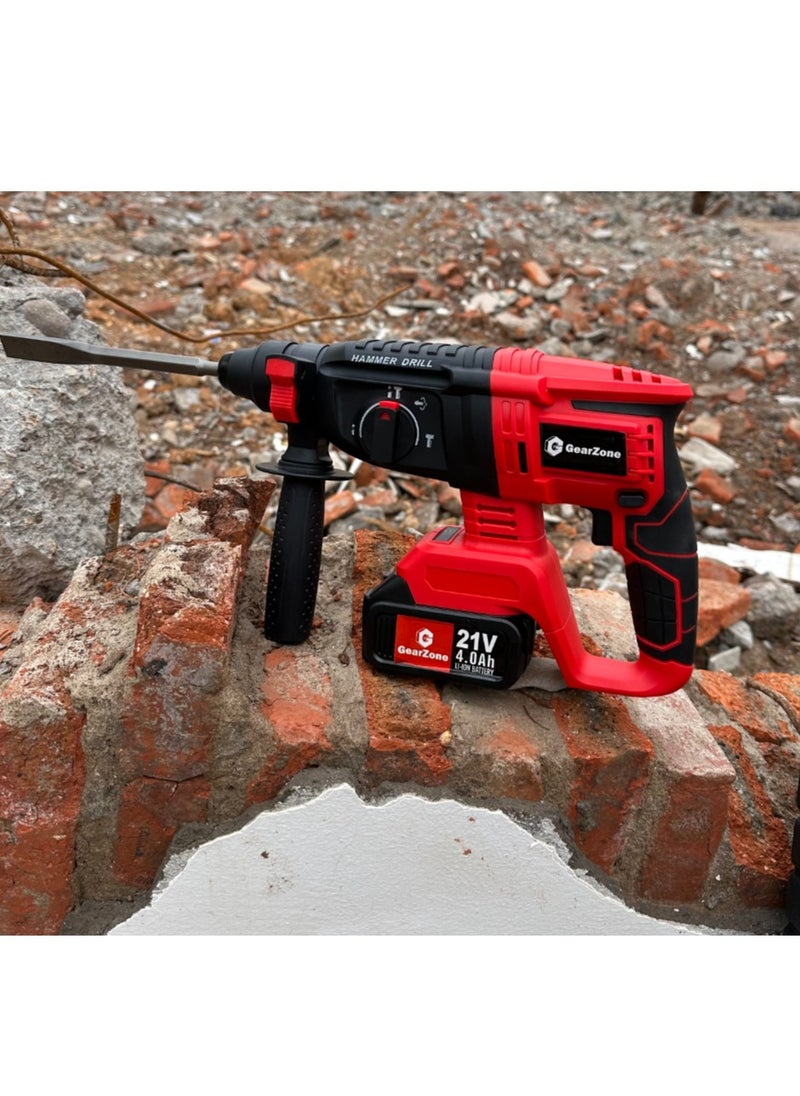 GearZone GearZone Cordless Electric Hammer Drill, 21V High Power, With 17 Pieces Accessories Bit Set In Toolbox For Metal, Concrete & Wood Drilling, With 2PCS Lithium Batteries  - Image 4
