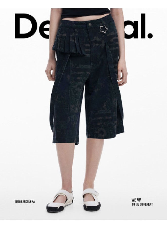 DESIGUAL ss25 Abstract Floral Print Loose Utility Cargo Shorts - Image 1
