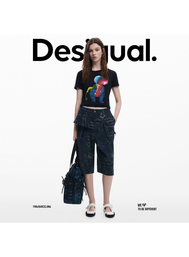 DESIGUAL ss25 Abstract Floral Print Loose Utility Cargo Shorts - Image 5
