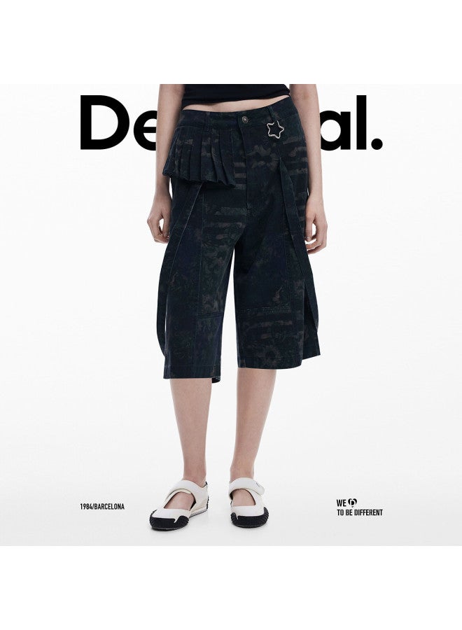 DESIGUAL ss25 Abstract Floral Print Loose Utility Cargo Shorts - Image 2